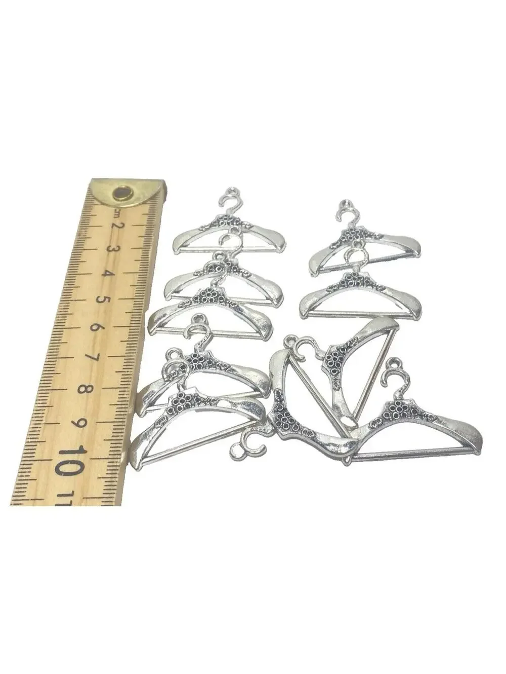 Mini Jewelry Accents Cloth Hangers Silver Colour 10pcs For Crafts Charms New